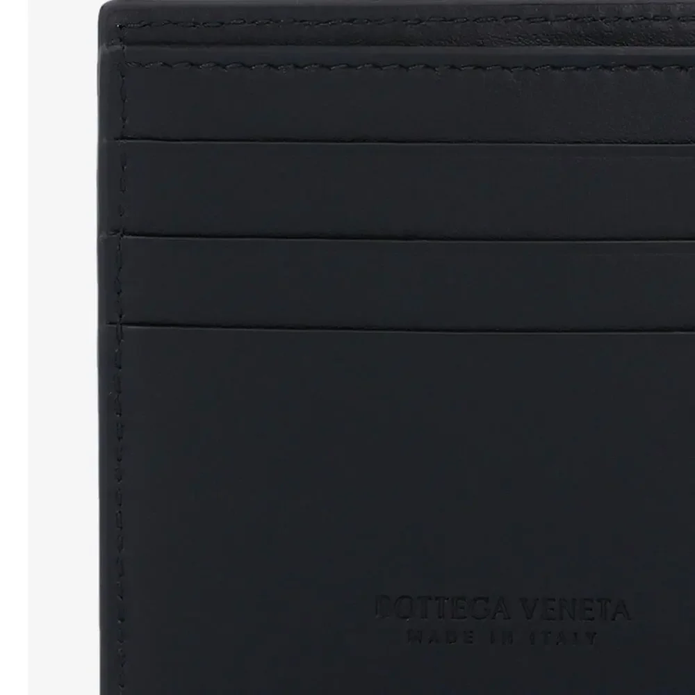 NEW Bottega Veneta Cassette Intreccio Leather Bifold Wallet Black Italy Designer